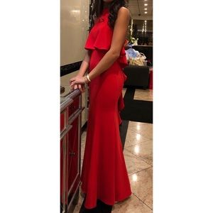Xscape Red Ruffle Gown Size 0